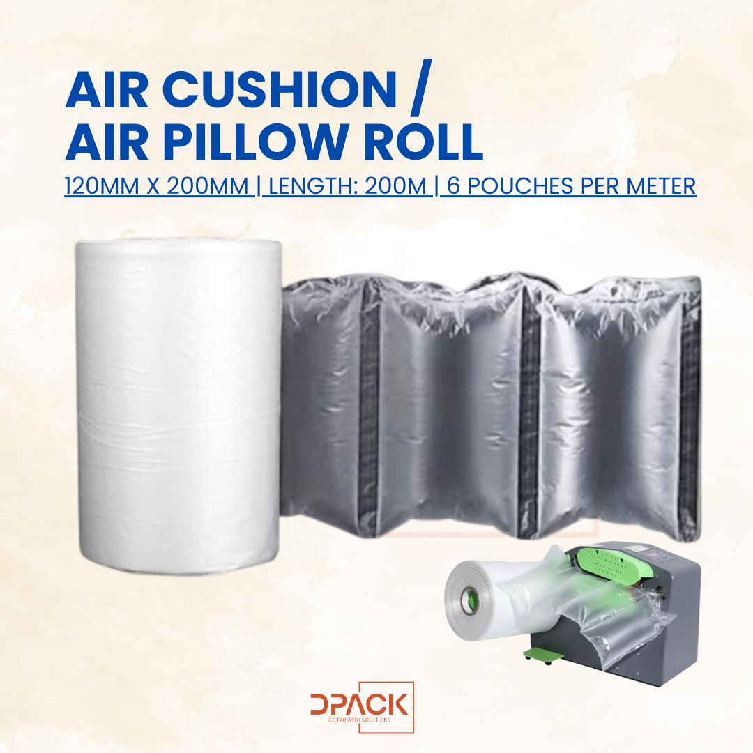 Air Cushion Film Roll - 120mm x 200mm | Length: 200m(1 Roll) | 6 pouches per meter
