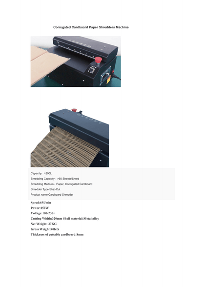 Corrugated Paper Shredder Machine - For gap filling of products