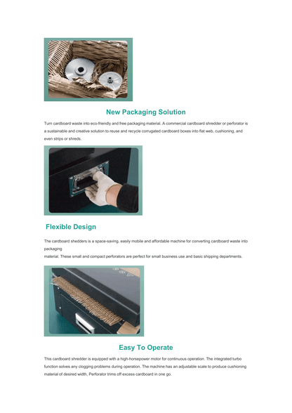 Corrugated Paper Shredder Machine - For gap filling of products
